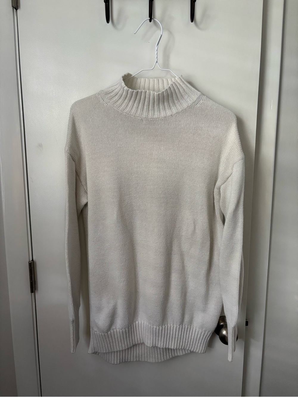 Old Navy Coastal Lightweight Effortless Cream Mock Neck Knit Sweater